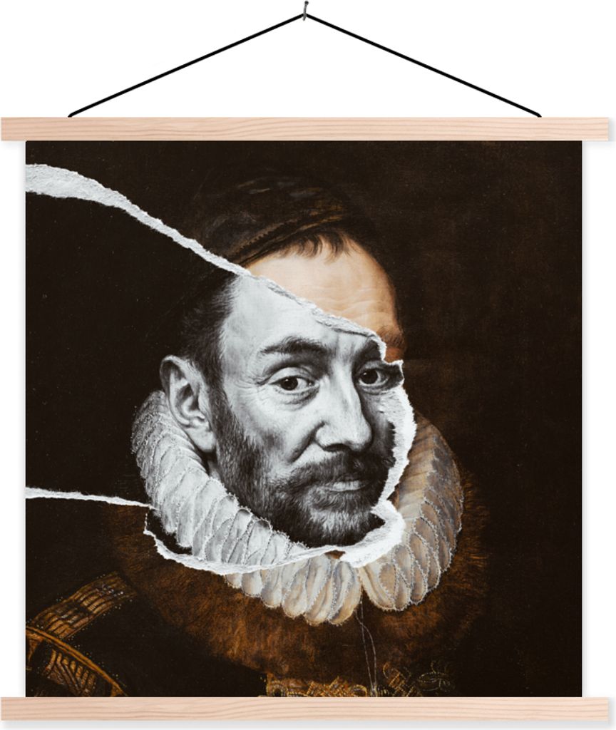 MuchoWow Textilposter Wilhelm von Oranien - Alte Meister - Adriaen Thomasz 40x40 cm mit holzfarbenen Rahmen - Posterleiste