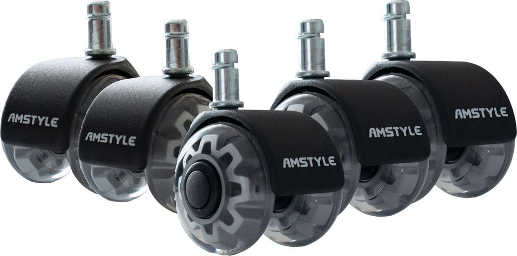 FineBuy 5er Set leichtgängige Universal-Schwerlastrollen Schwarz Bürostuhl 11 mm Durchmesser 50 mm Leise Premium Hartbodenrollen Bürostuhlrollen