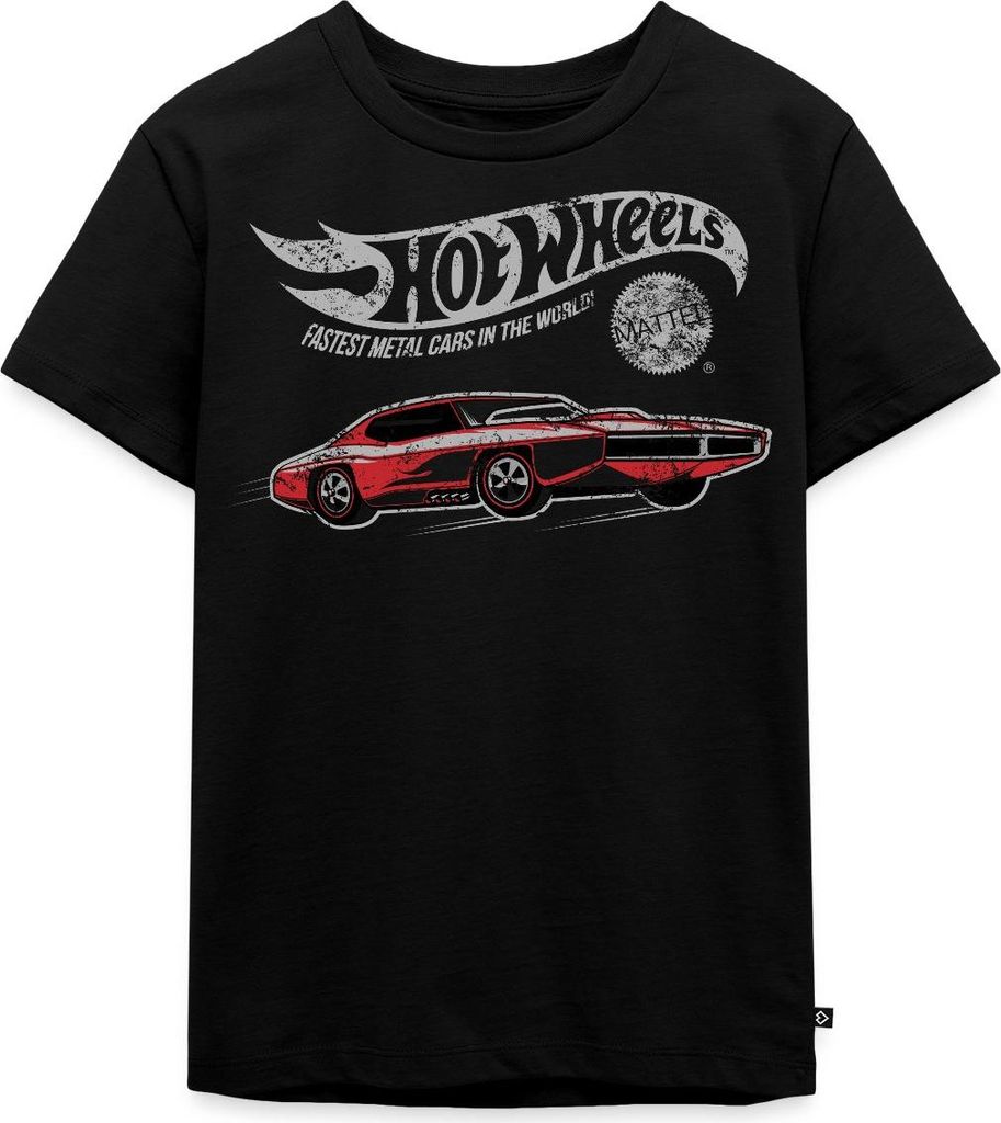 Spreadshirt Hot Wheels Fastest Metal Cars In The World Kinder Premium T-Shirt, 98/104 (2 Jahre), Schwarz