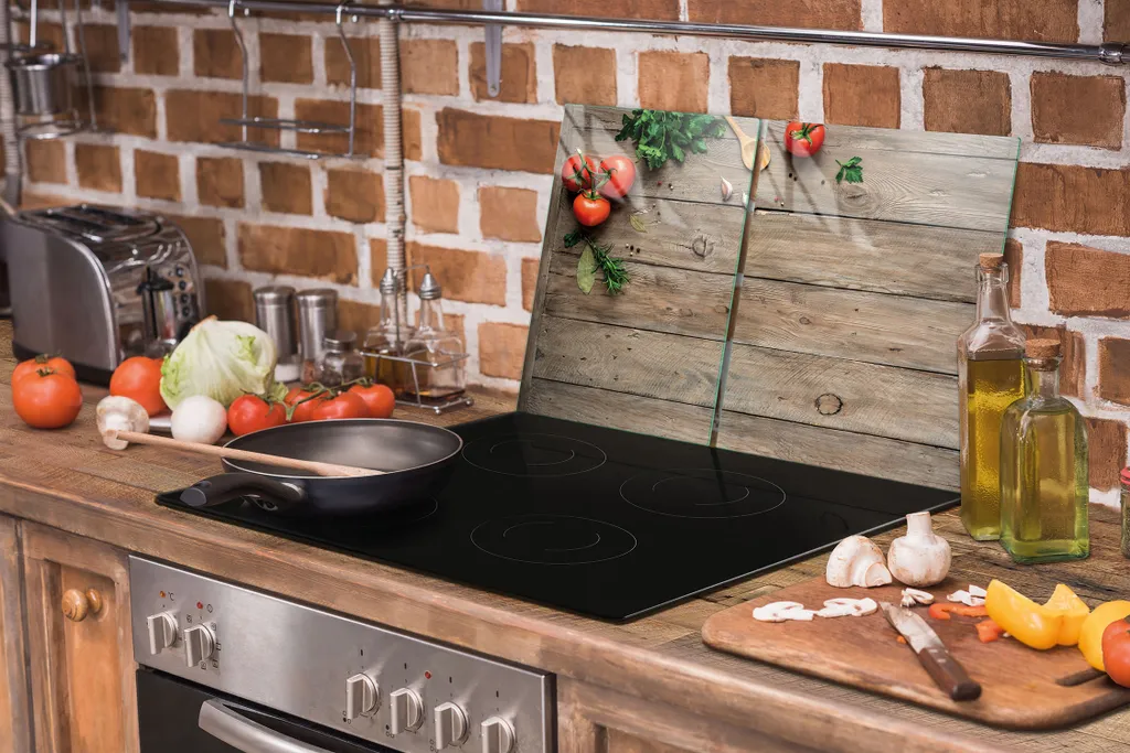 2 Piastre Coprifuoco In Vetro Di Sicurezza Per Piani Cottura - 30x52 Cm X 4 Mm, Multiuso: Protezione, Tagliere, Sottopentola, Paraschizzi, Piatto Da Portata - Marrone