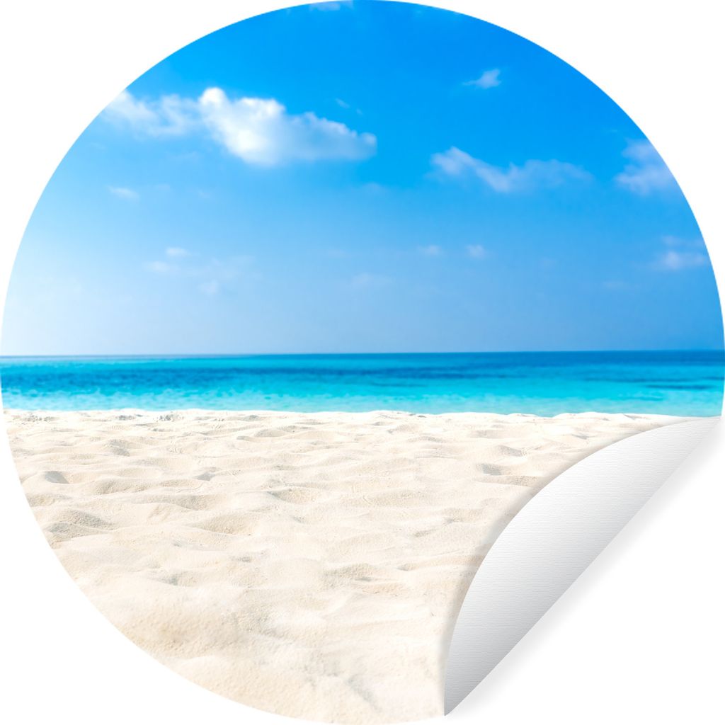 MuchoWow Runde Wandtattoo - Wandsticker Tapete Aufkleber Strand - Meer - Sand Ø 30 cm Selbstklebend und Repositionierbar - Wandaufkleber - Kreis...