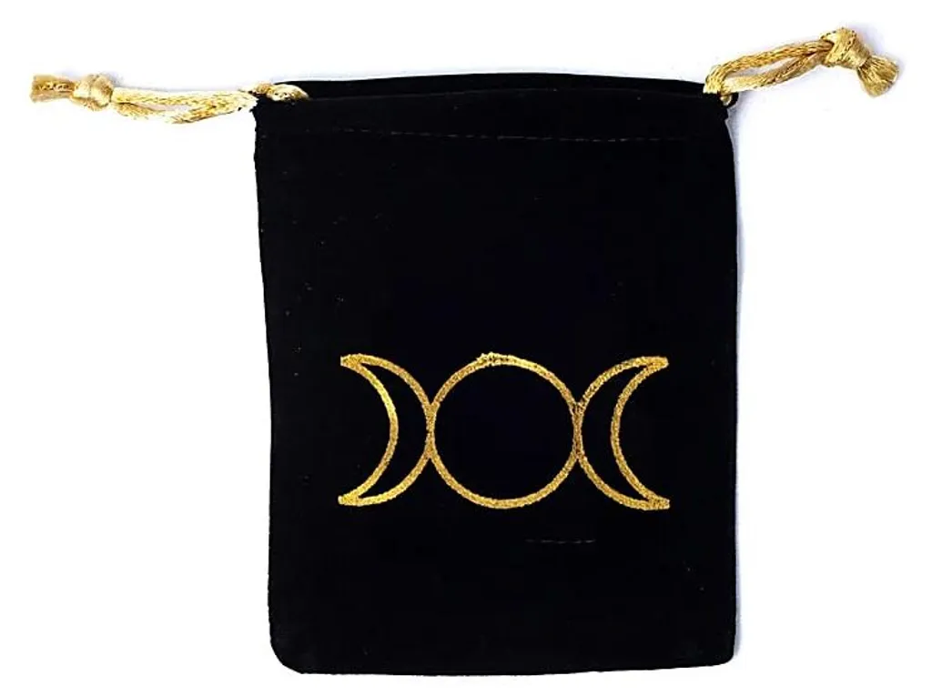 Petit sac en velours doux Triple Lune ésotérique 11x10cm - 10 unités