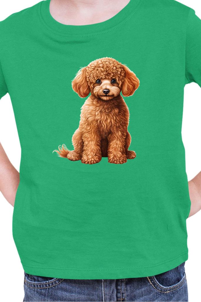 Kinder T-Shirt Dogs Breeds Poodle Dog Breed 006, 3-4 Jahr - 104 / Grün