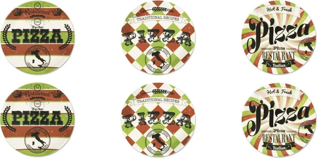 Excelsa set di 6 piatti da pizza in porcellana Little Italy 31,5 cm Colorato