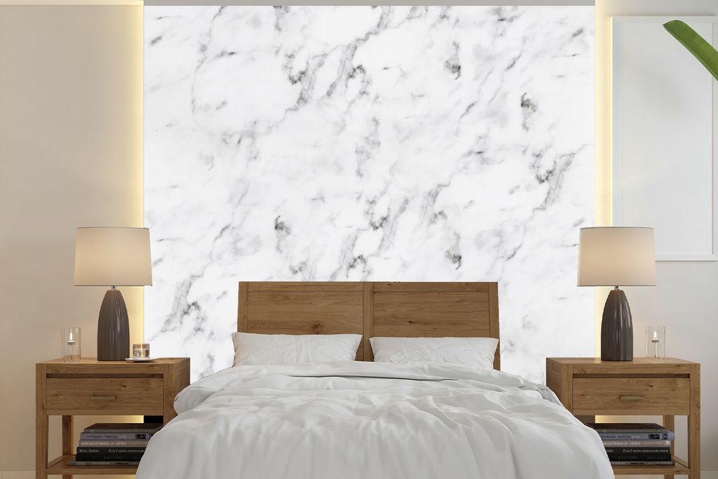 MuchoWow Fototapete für Wohnzimmer oder Schlafzimmer Wandtapete Vinyl Motivtapete Marmor - Muster - Grau - 220x220 cm - Tapeten