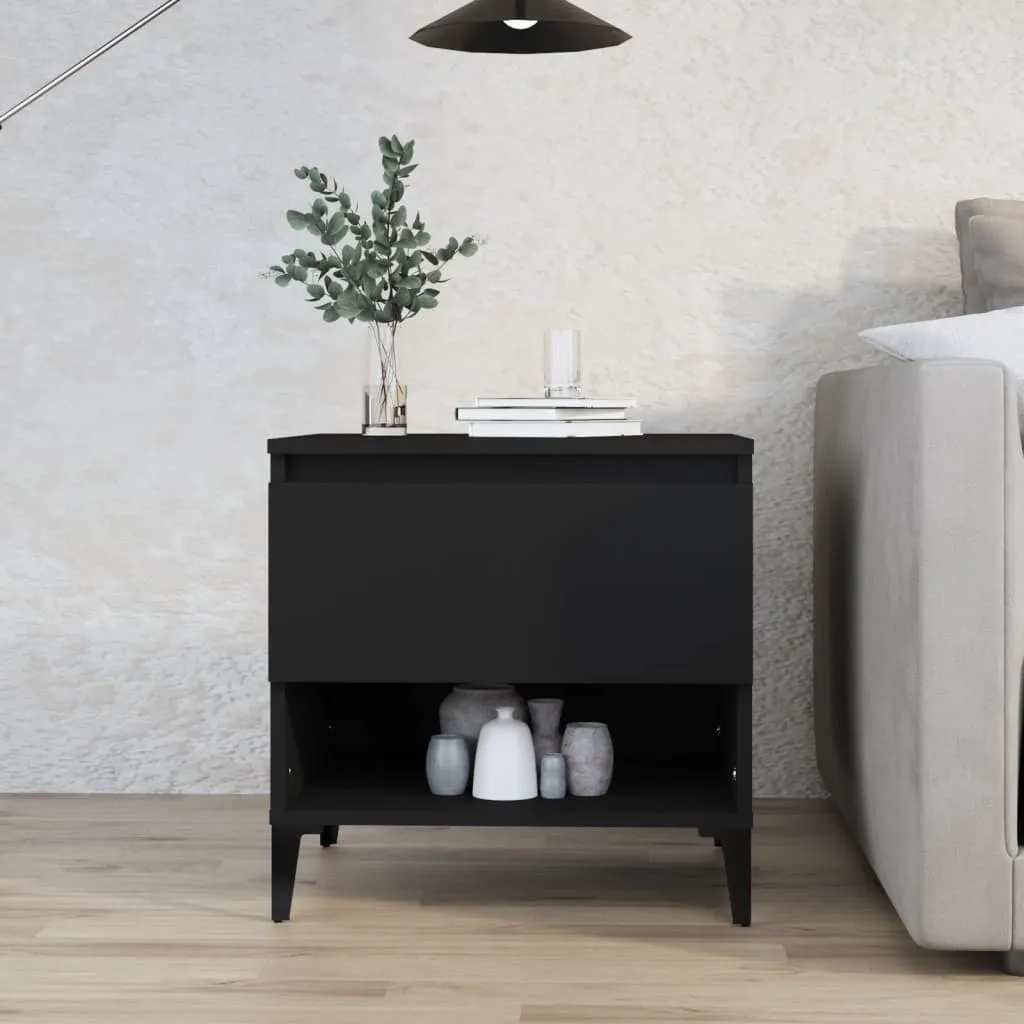 The Living Store tavolino nero 50x46x50 cm in materiale ligneo