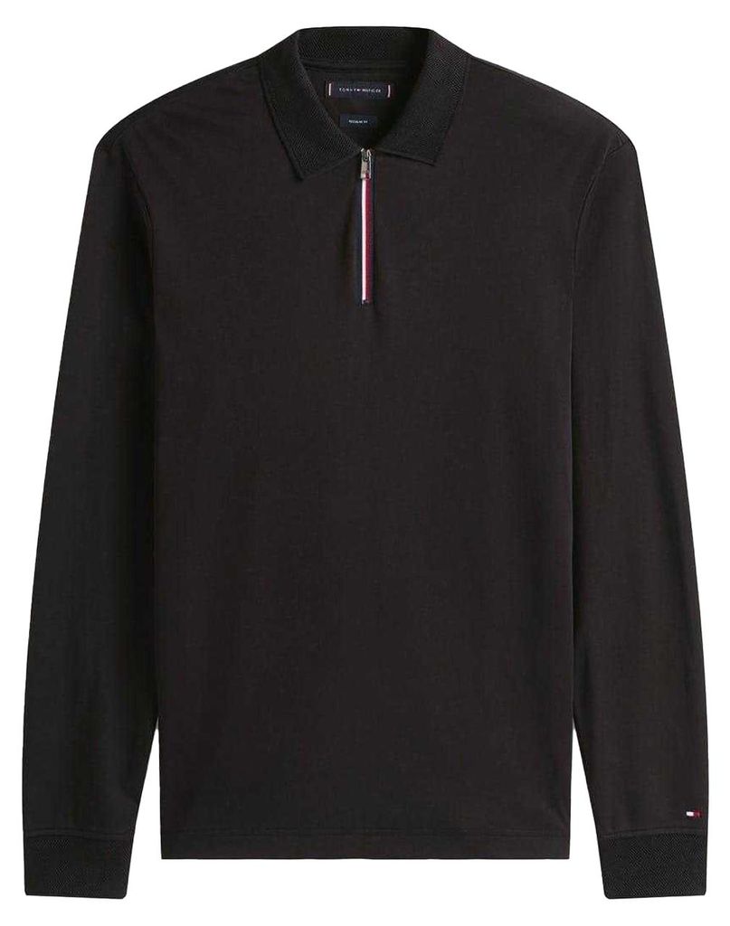 Tommy Hilfiger - Poloshirt für Herren, Langärmlig GT14355 (XXL) (Schwarz)