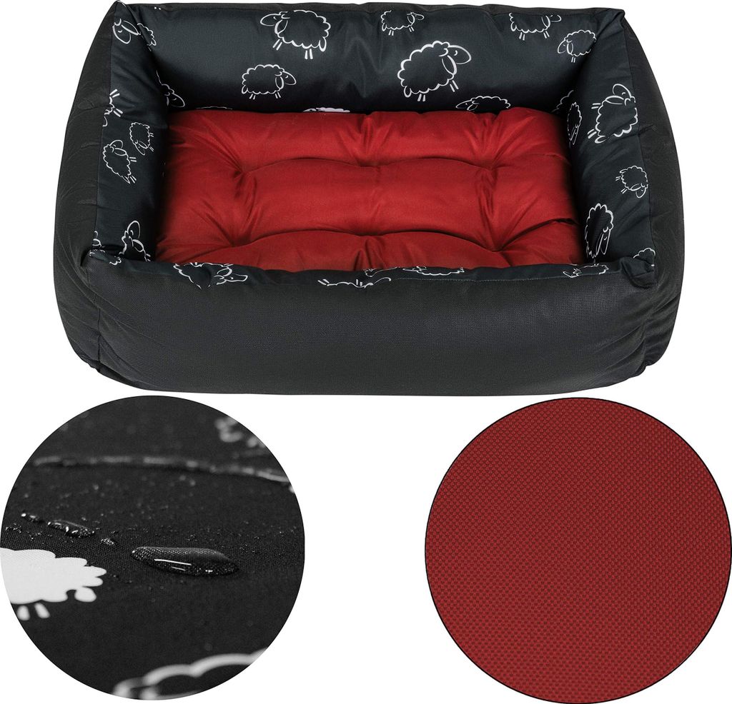 Hundebett Hundekorb Hundesofa Tierbett für Kleine, Mittlere und Grosse Hunde - Waschbar - Größe L - Bordeauxrot - Schaf