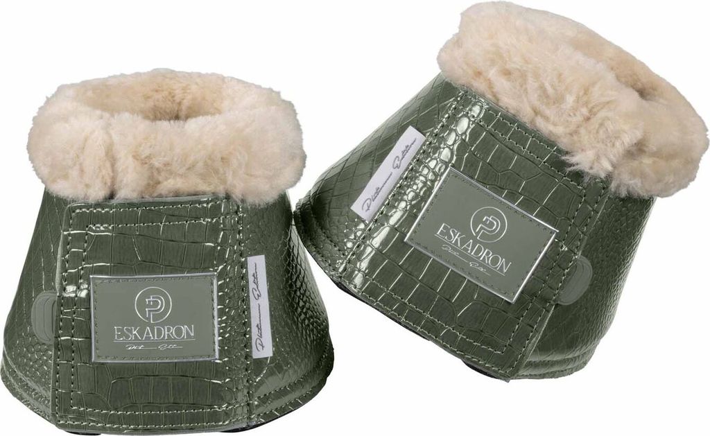 Eskadron Platinum Hufglocken, Sprungglocken " CROCO FAUXFUR " 1 Paar Größe - S Farbe - ashgreen