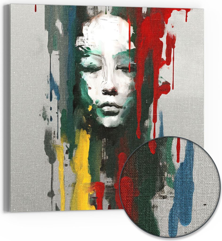 DEQORI Hybrid Leinwand Bild 30x30 cm 'Emotion in Farben' Wandbild Glas flach modern