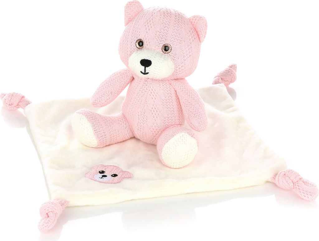 Nordstern Kuscheltier mit Schmusetuch - Babygeschenk für Mädchen zur Geburt in Strickoptik - Erstausstattung Schmusetier und Schnuffeltuch Bär i...