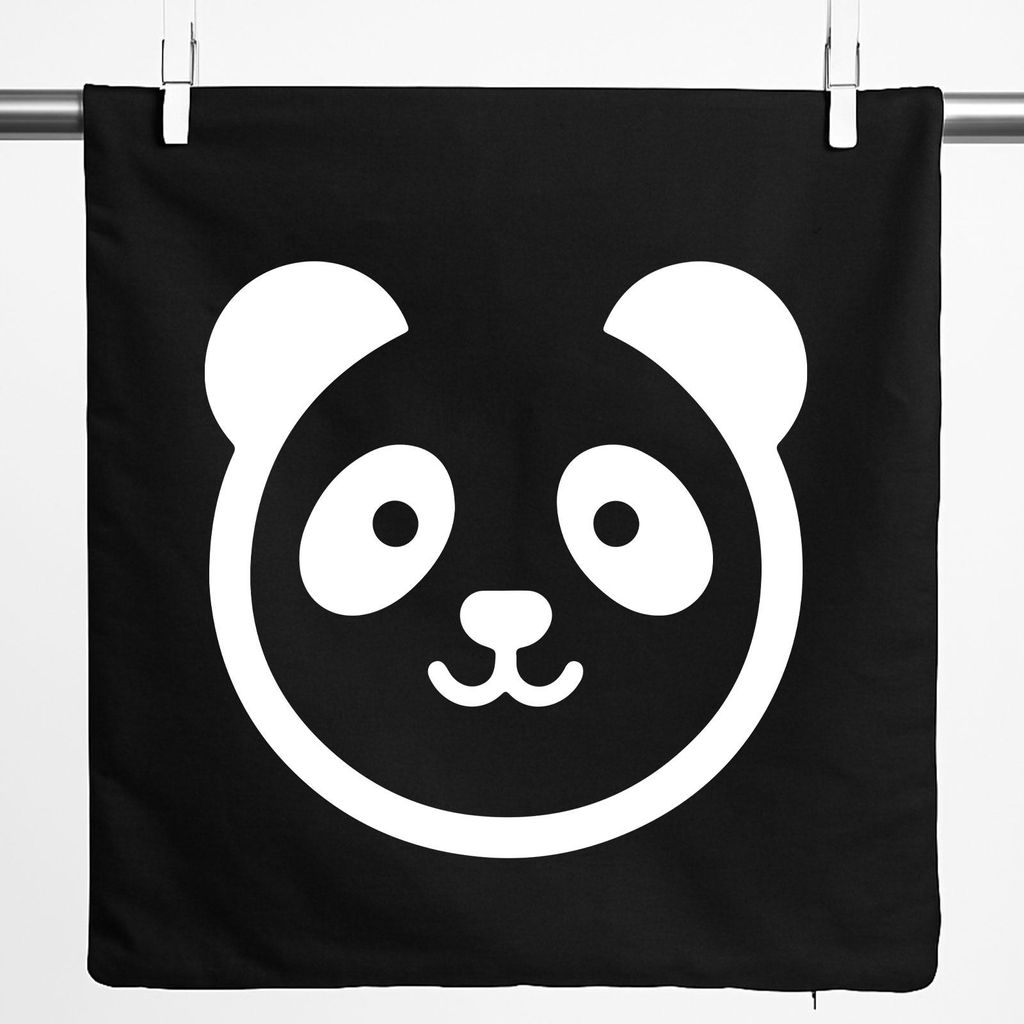 Huuraa Kissenbezug Panda Kopf Silhouette 40x40cm Black Baumwolle Dekokissenbezug Geschenkidee
