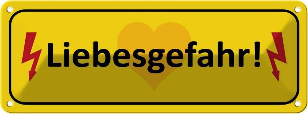 vianmo Blechschild 10x27 cm Liebesgefahr gelbes Dekoration Liebe
