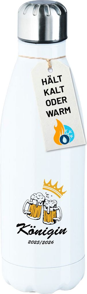 Huuraa Trinkflasche Königin 2025/26 Schützenfest 500ml White Edelstahl Wasserflasche Trinkflasche Geschenkidee