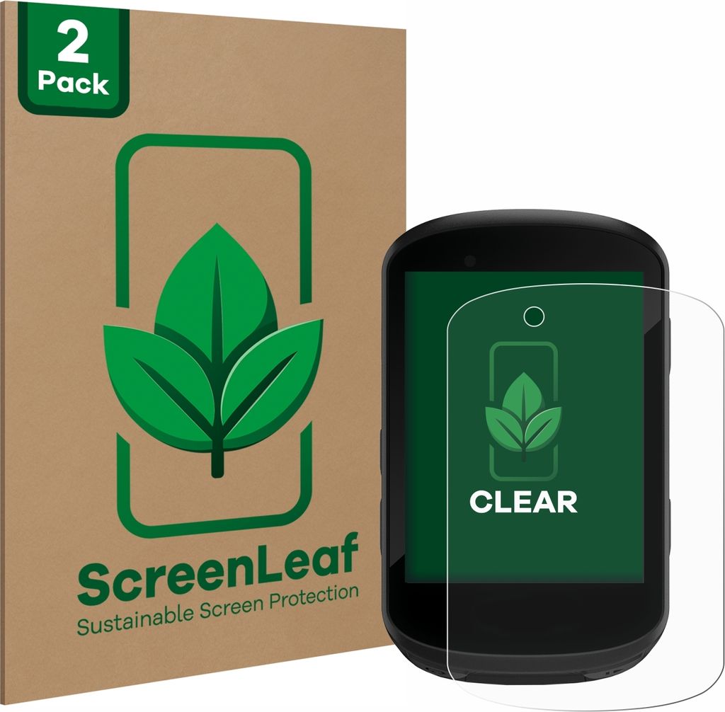 2x ScreenLeaf Schutzfolie für Garmin Edge 530 nachhaltiger Displayschutz Display Schutz Folie Klar Transparent