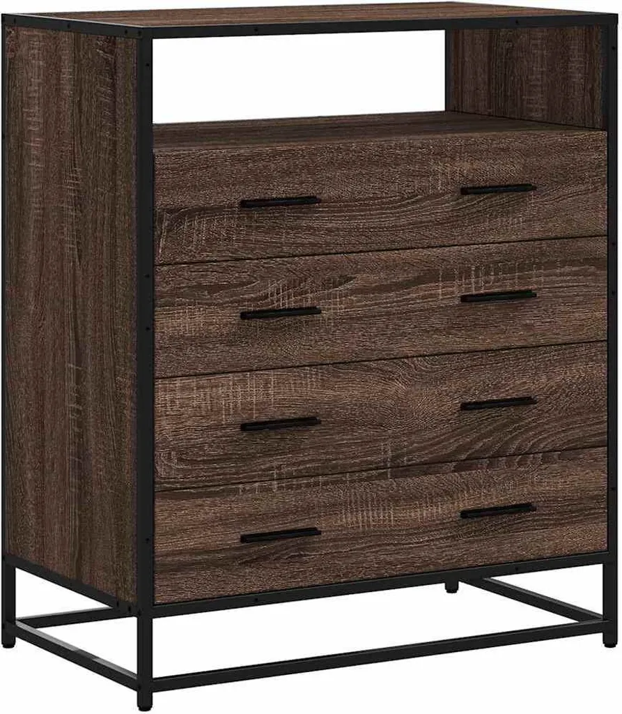 Cassettiera Robusta SYFAX™ Rovere Marrone 70x41x83,5 cm Legno Vero