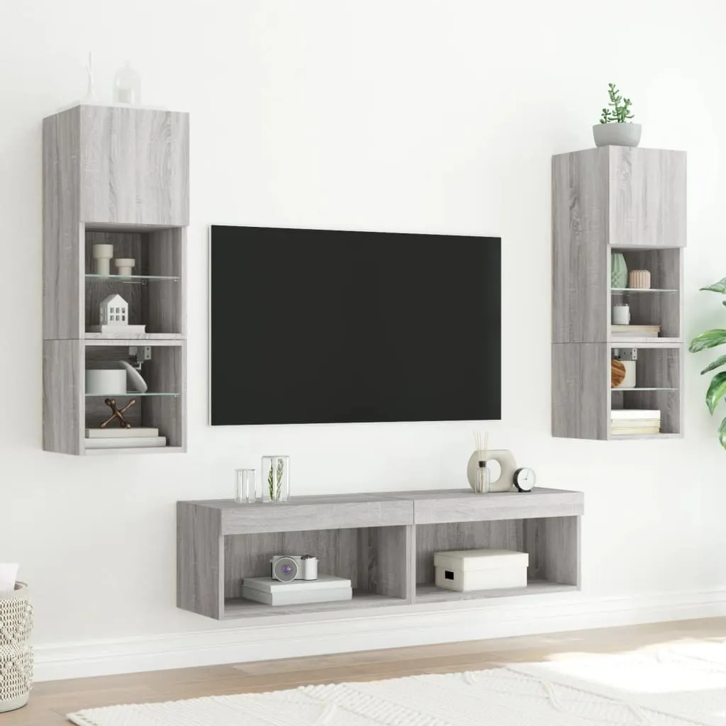 Set 2 Porta TV Sospesi Grigio Sonoma con LED - Look Minimalista 60cm - 3