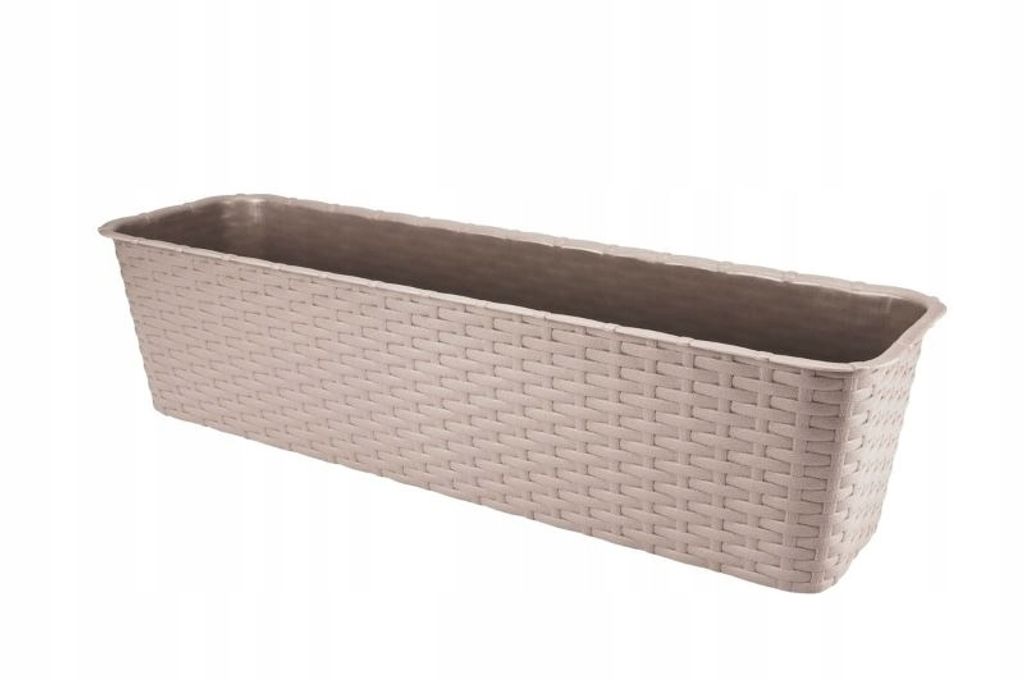 Skrzynka balkonowa beżowy rattan 60 cm Zdjęcie produktu 