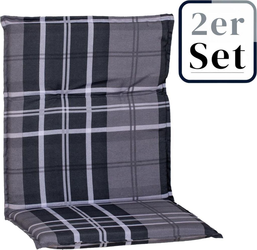 2er Set Niedriglehner Auflage Görlitz, Motiv - Karo, rot - blau, 100x48,00x5,00cm