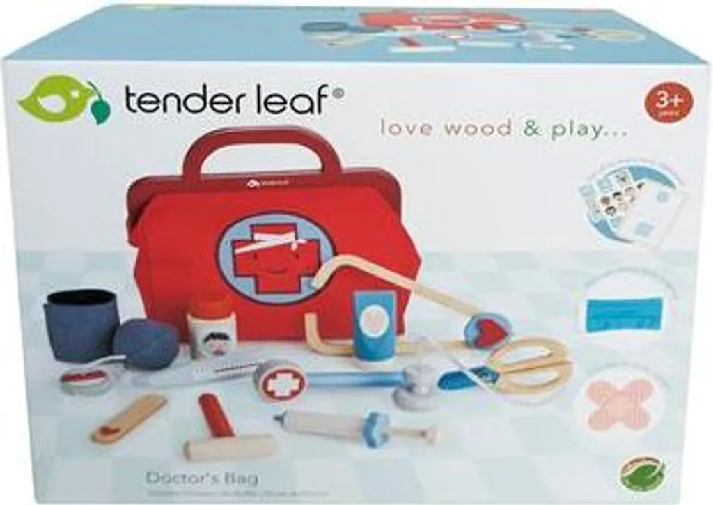 Jouet d'imitation kit de docteur enfant en bois naturel - Mallette de soin