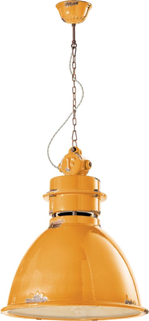 Hängeleuchte Keramik H: max. 140 cm Gelb Shabby Antik E27 Vintage Design Keramiklampe