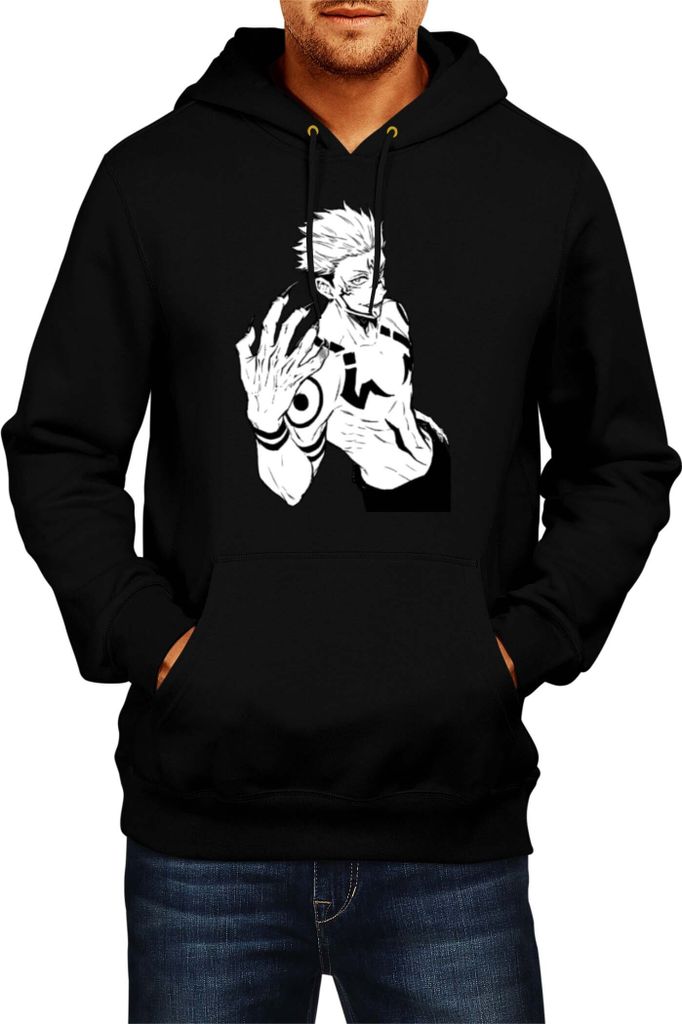 Herren Kapuzenpullover Japan Anime Manga Jujutsu Anime Manga Kaisen Itadori Sukuna 02, Man L / Schwarz