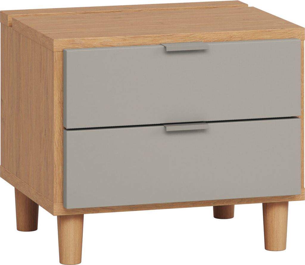 Nachtkommode Nanez 16, Farbe: Eiche / Grau - Abmessungen: 40 x 45 x 40 cm (H x B x T)