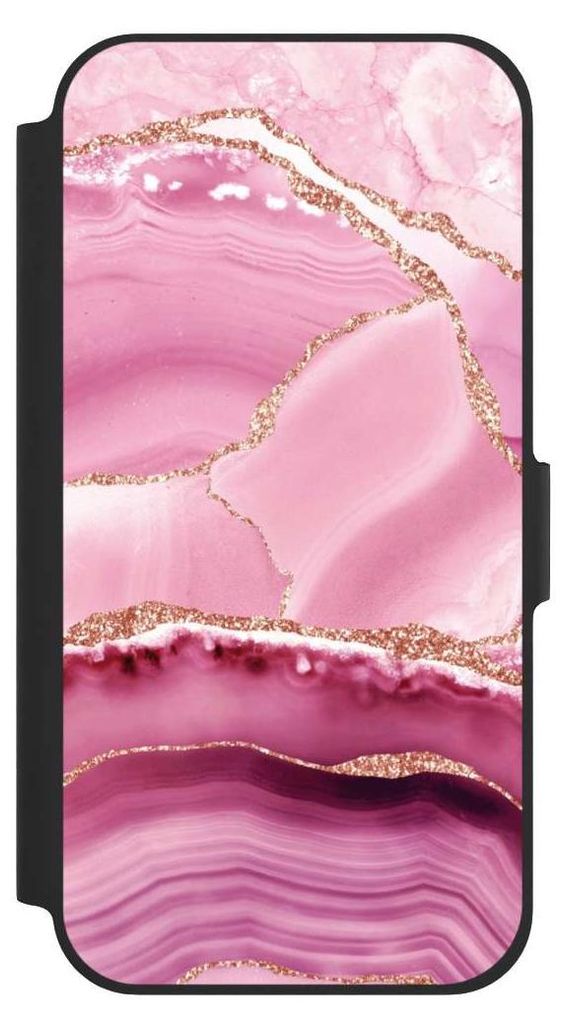 NIVOCASE Klapphülle für Apple iPhone 12 Handyhülle aus Kunst Leder NIVOflip schwarz Glitzer Look Marmor Meerjungfrau