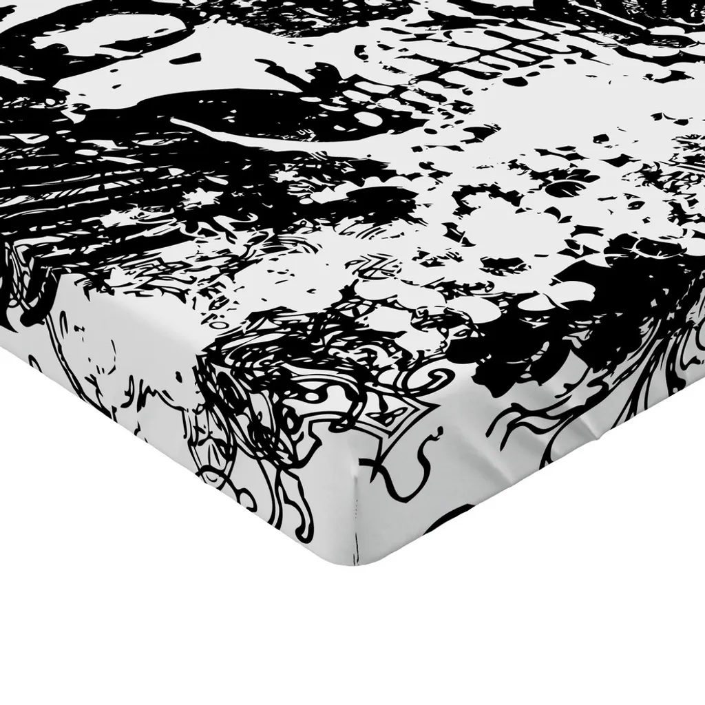 Drap-housse 180x200 pour déco de chambre gothique crâne et univers sombre - 3