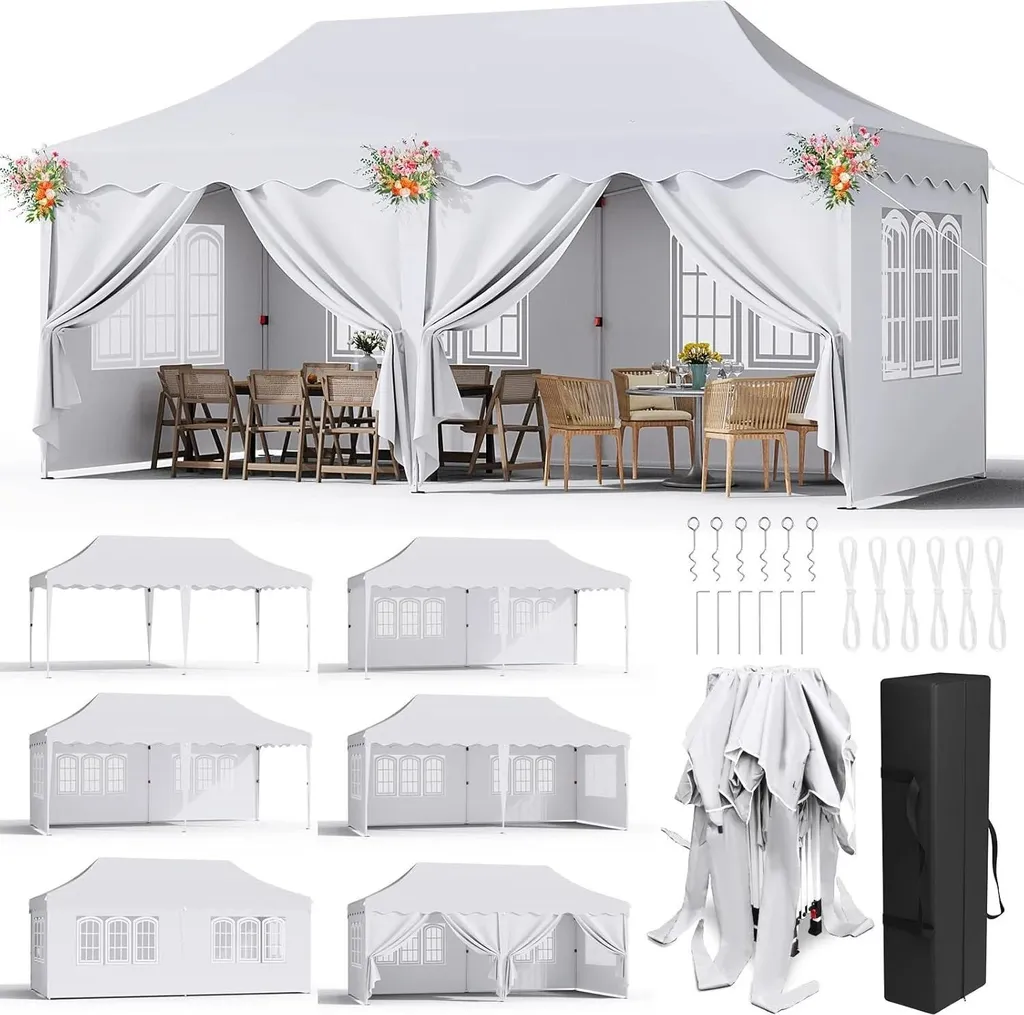Pavillon de fête Pop-up 3x6m Blanc Étanche en Aluminium réglable UV50+