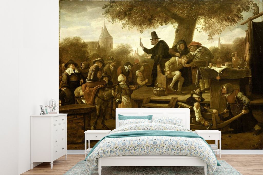 MuchoWow Fototapete für Wohnzimmer oder Schlafzimmer Wandtapete Vinyl Motivtapete Der Quacksalber (Die Peinlichkeit) - Jan Steen - 305x220 cm - ...