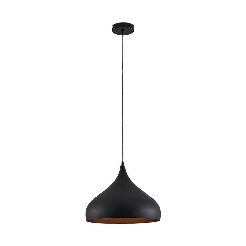 Lindby Hängelampe Ritana, schwarz-gold, Metall, Ø 31cm, E27 Produktbild 