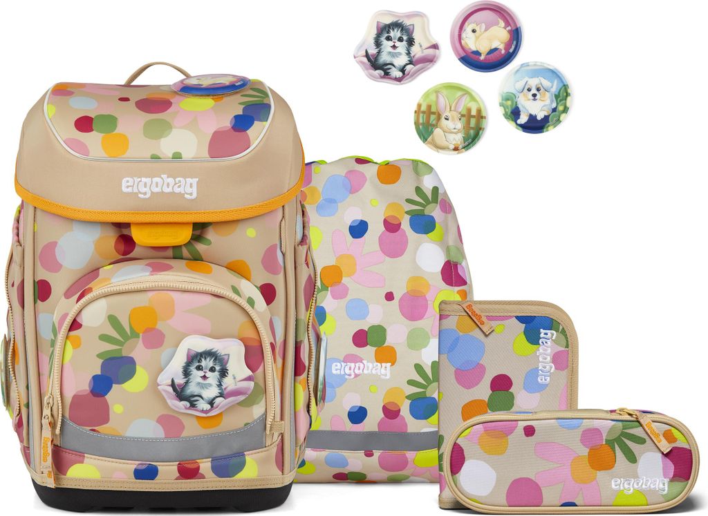 ergobag Schulranzen-Set cubo Flower PowBär