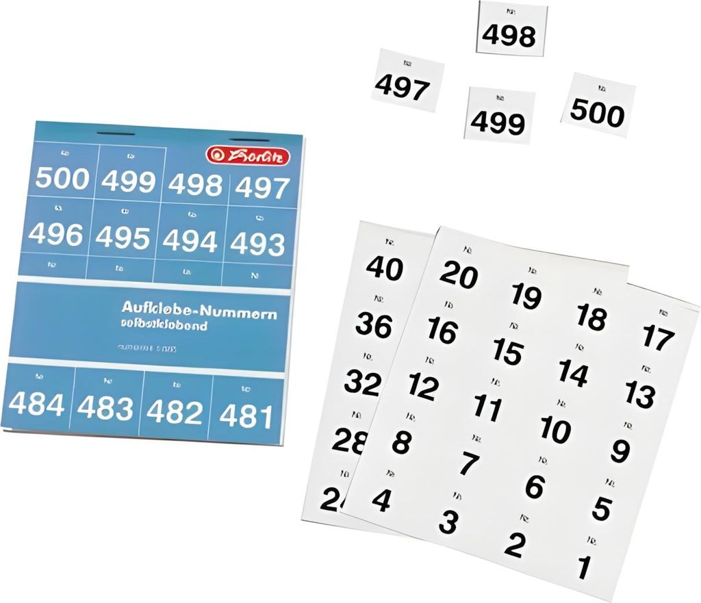 Herlitz Aufklebenummern selbstklebend Nummern 1-500 weiß Produktbild 