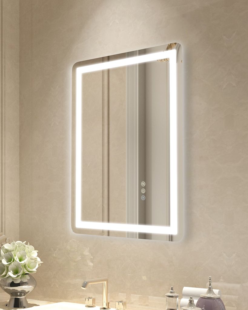 VEVOR LED-Badezimmerspiegel Vanity Mirror (50 x 70 cm), beschlagfreier Spiegel, stufenlos dimmbarer Badezimmerspiegel mit 3 Farbtemperaturen, wandm...