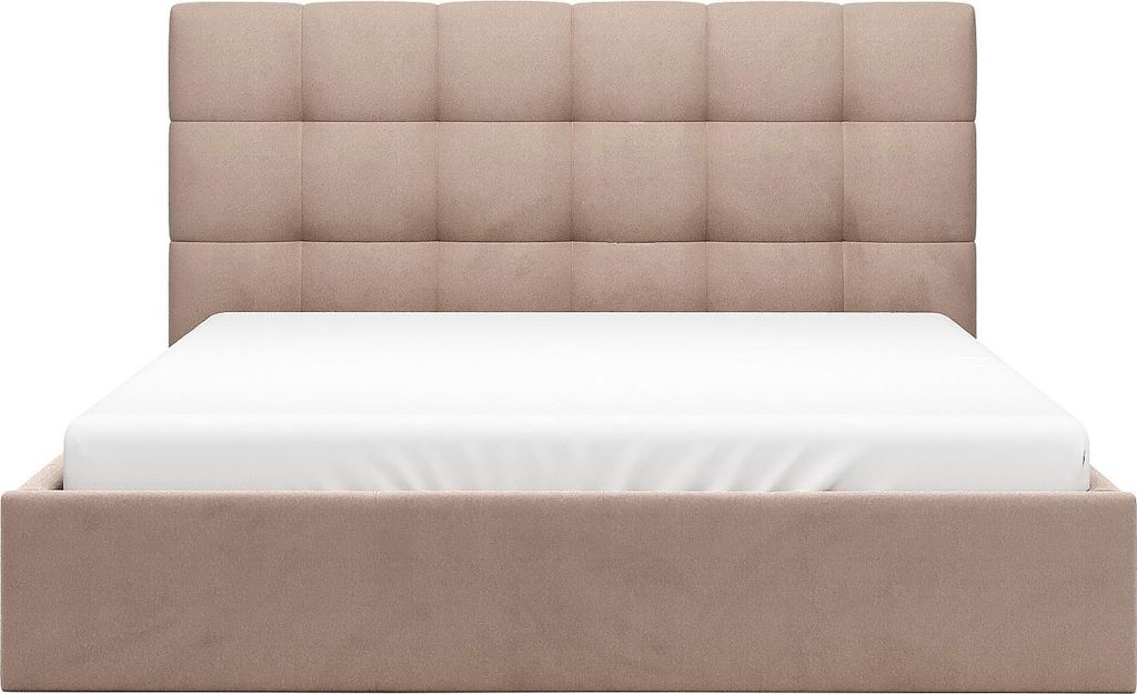 Bett mit Kommode 160 x 200 cm - Velours - Beige - MIRDAL Pascal Morabito
