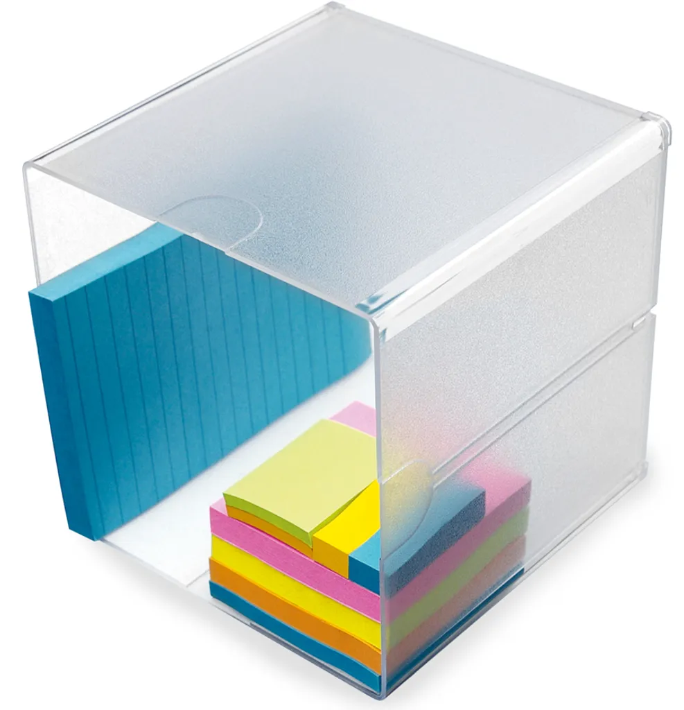 Boîte de rangement cubique empilable en polystyrène cristal haute qualité