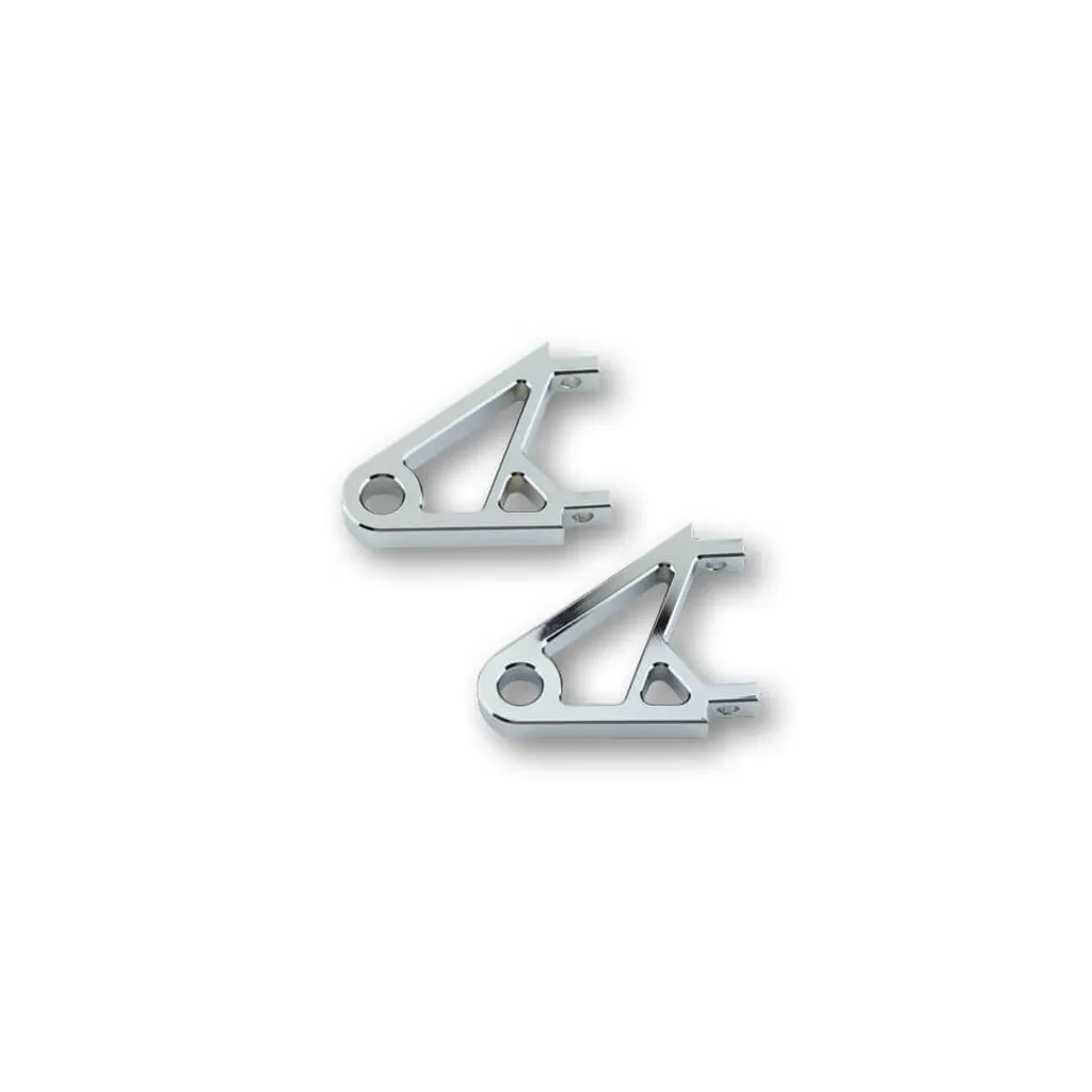 Paire de supports de phare moto CNC Alu XS chrome pour montage sur fourche