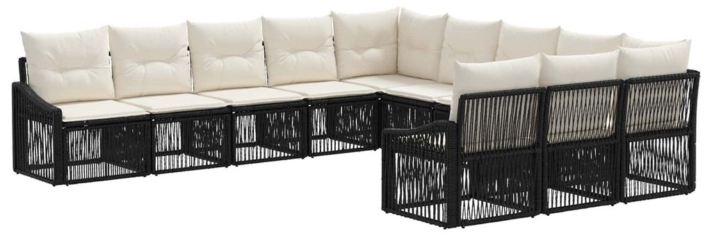vidaXL Gartensofa-set 11 pcs Schwarz Poly-Rattan