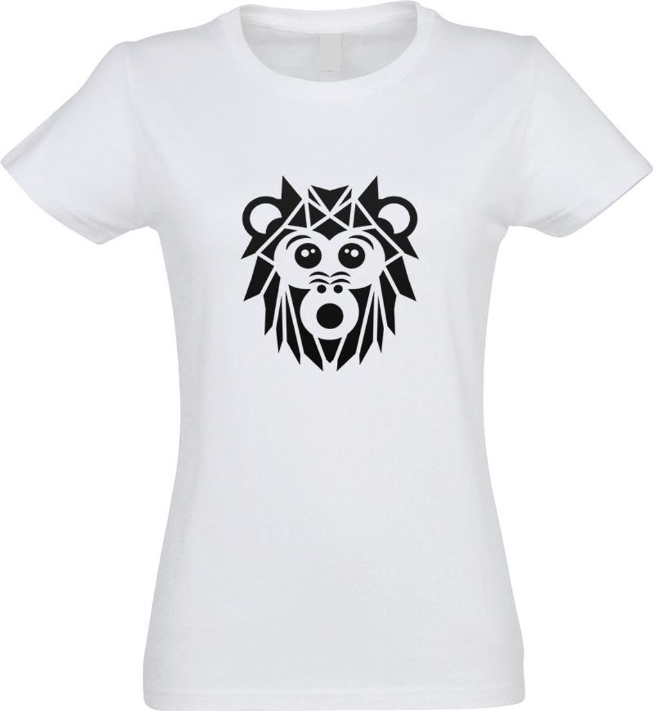 Kiwistar - T-Shirt tailliert - Damen - Weiss - Polygon AFFE Figur Tier Art - mit Motiv Bedruckt - Funshirt Design - Sport - Freizeit - Damen - XL