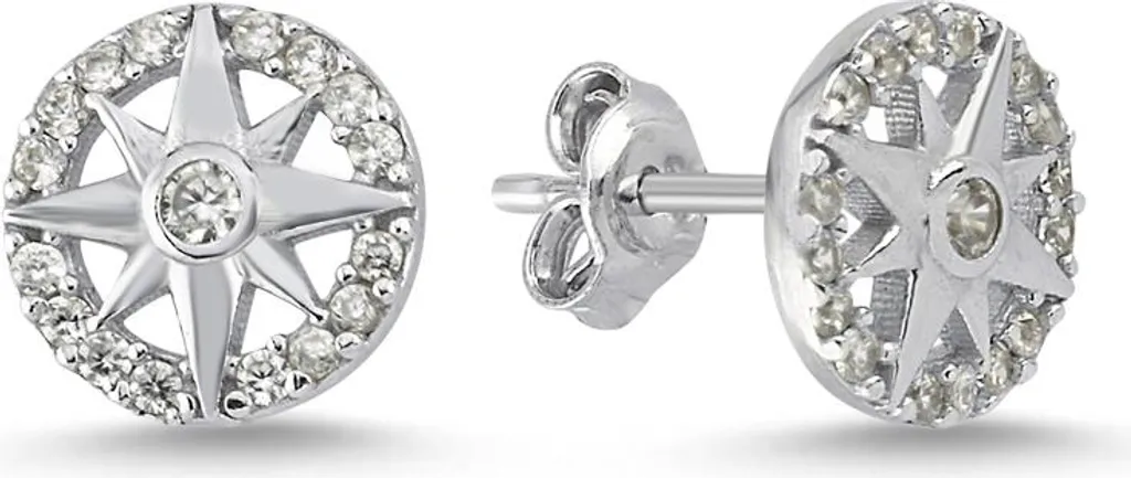 Boucles d'oreilles étoile polaire en argent, bijou chic de soirée