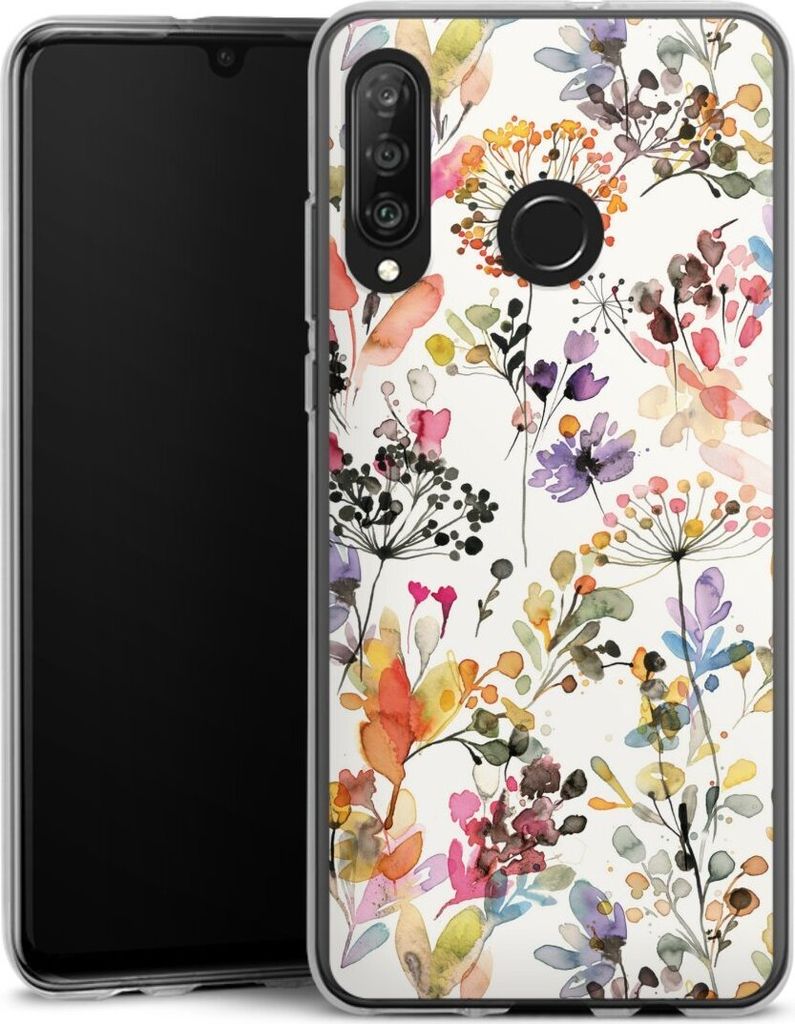 DeinDesign Handyhülle für Huawei P30 Lite New Edition Silikon Hülle Case Smartphone Schutzhülle Blume Muster Pastell