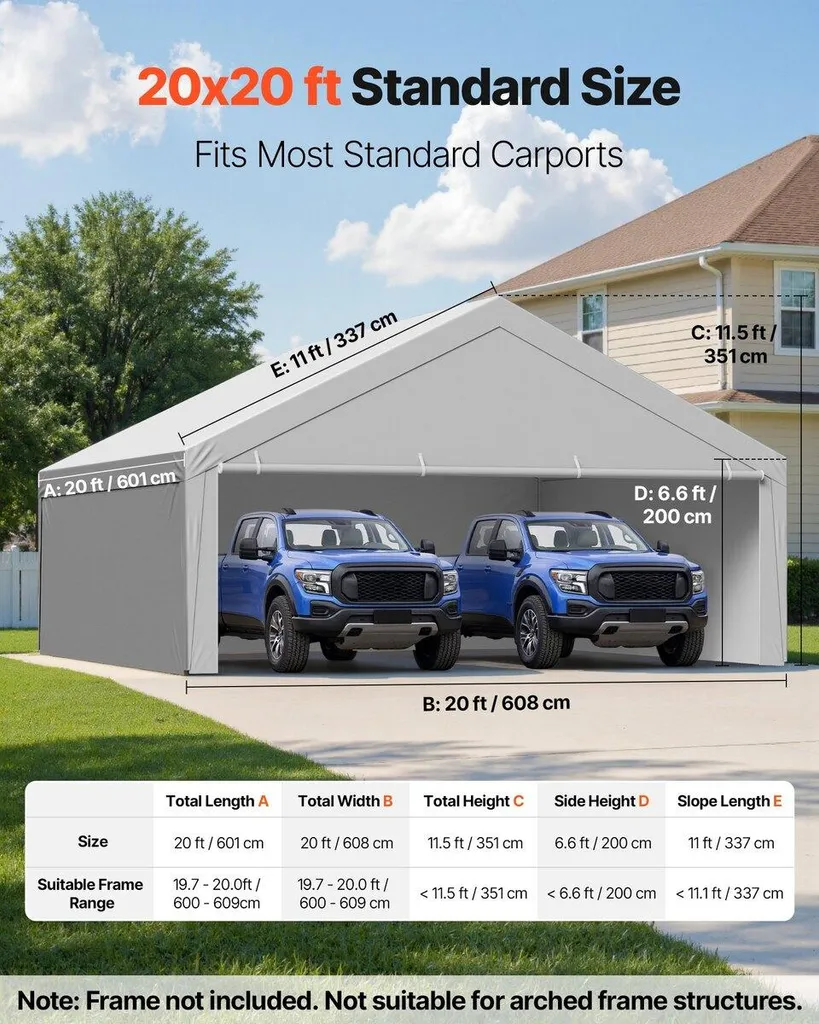 Bâche pour Garage Portable 6x6m Imperméable et Résistante aux Rayons UV - 2