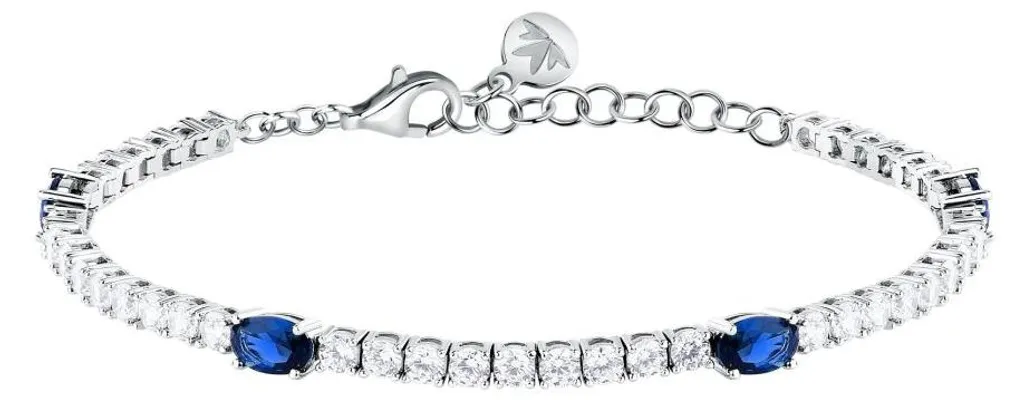 Bracelet tennis robuste Tesori anti-ternissement et zircons bleus