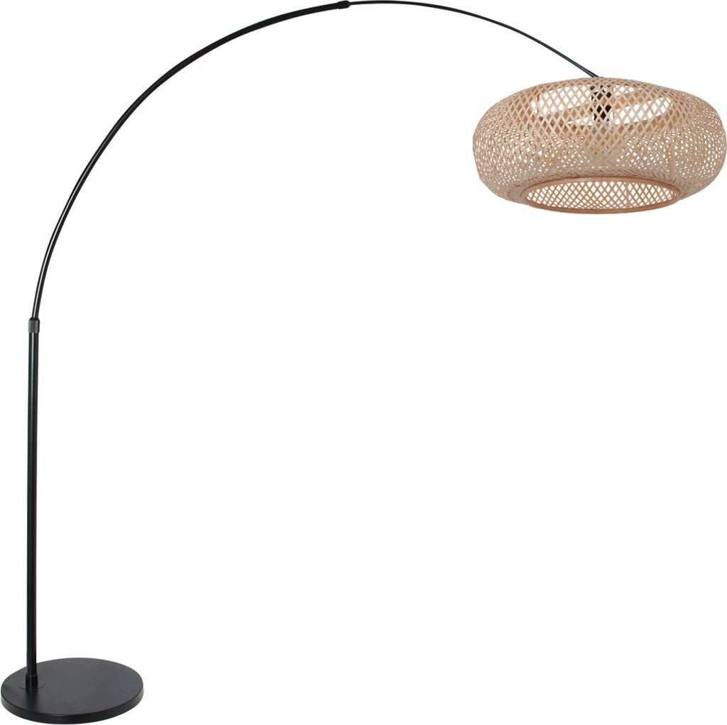 Steinhauer - stehlampe - Sparkled Light - schwarz - bambus metall - bogenlampe - E27 - 7507ZW