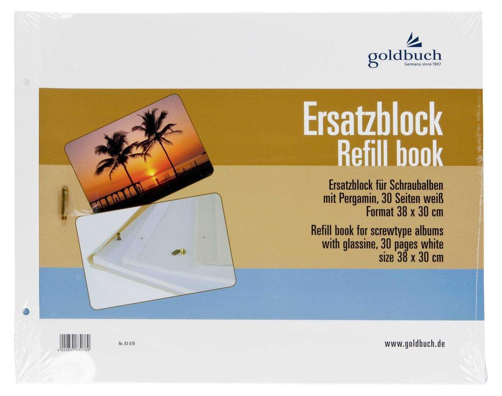 Goldbuch bloc de remplacement 38x30 30 pages blanc + vis Image du produit 
