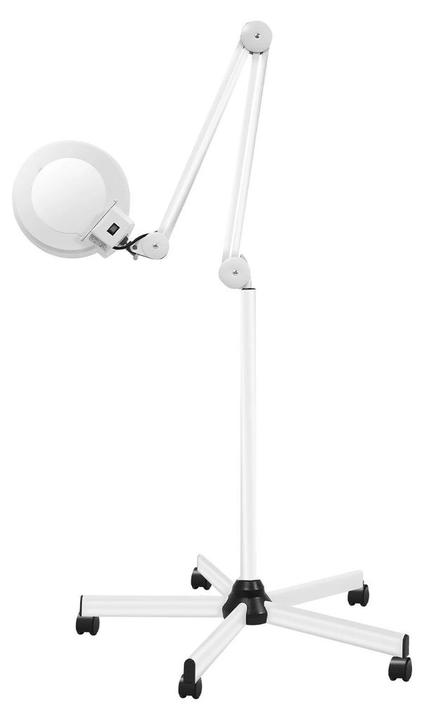 LED Lupenlampe - Stehlampe mit Rollen - 5x Vergrößerung - 360° Verstellbar - Für Lesen, Nähen, Basteln