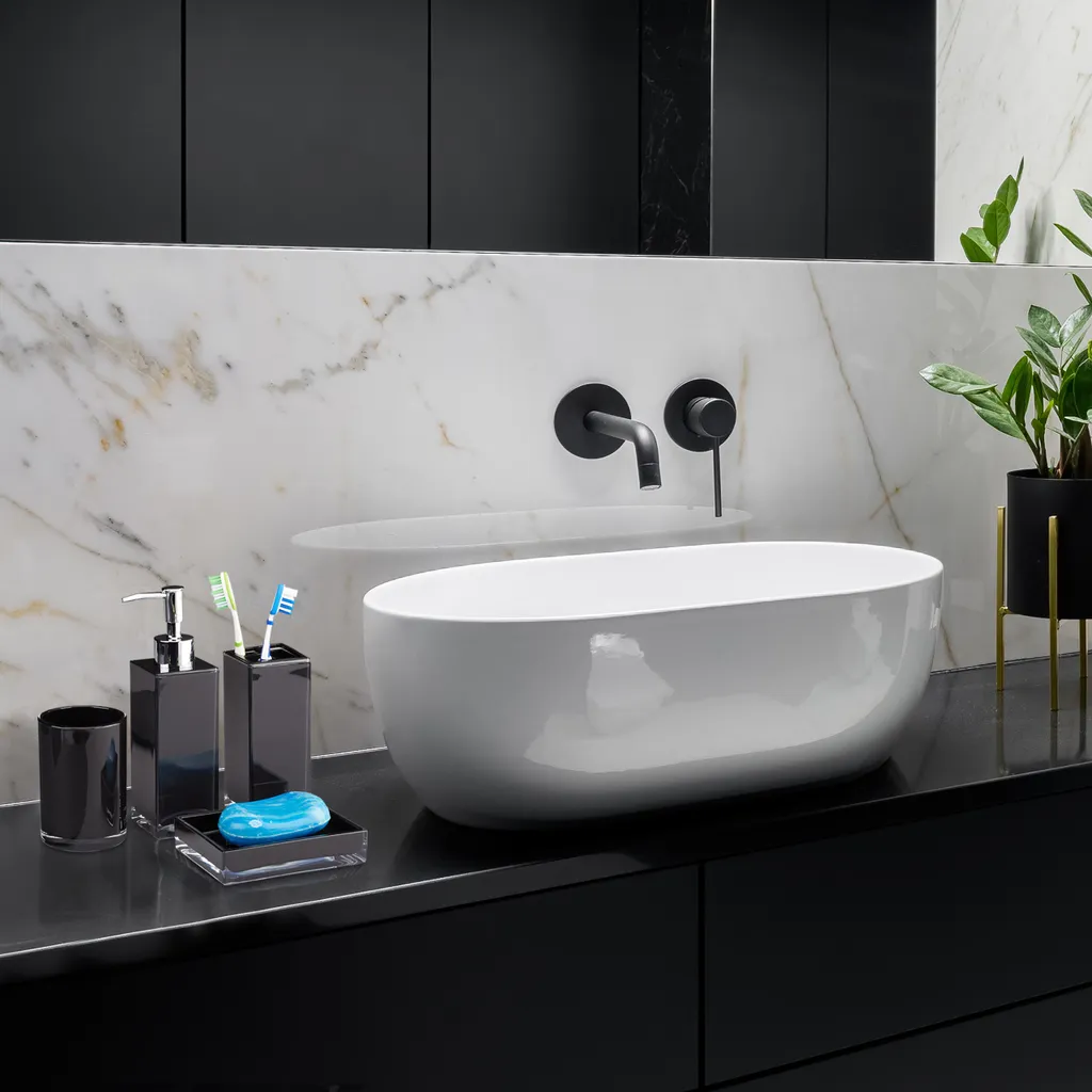 Ensemble accessoires de salle de bain complet 4 éléments design moderne - 5