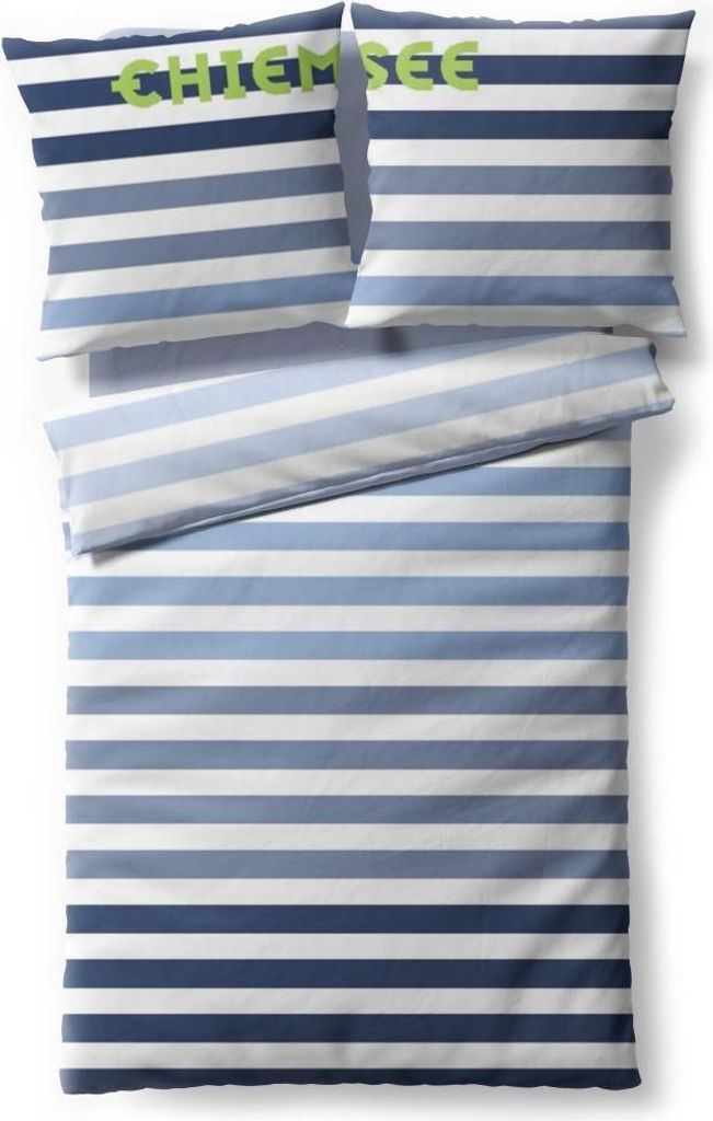 Chiemsee Renforcé-Bettwäsche-Garnitur STRIPES, Farbe Blau, Größe 155x220 + 80x80 cm