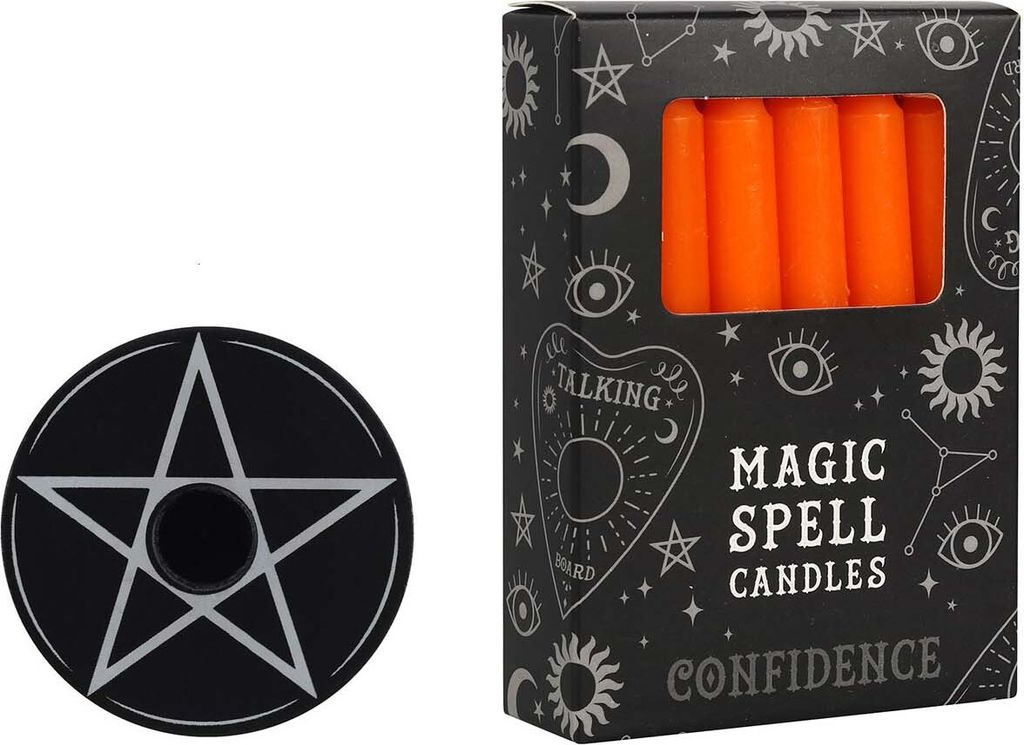 Pentagramkerzenhalter "Spell Candle" inkl. Spell Candles "Confidence" - Wunschkerze